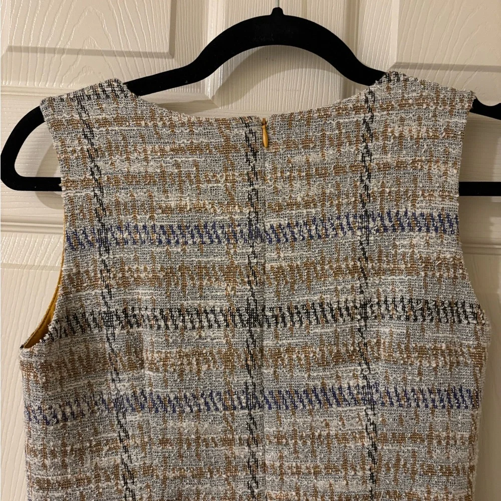 Kate & Lily Tweed Midi Dress in Cream, Gold and Blue Size 4 - Picture 6 of 9